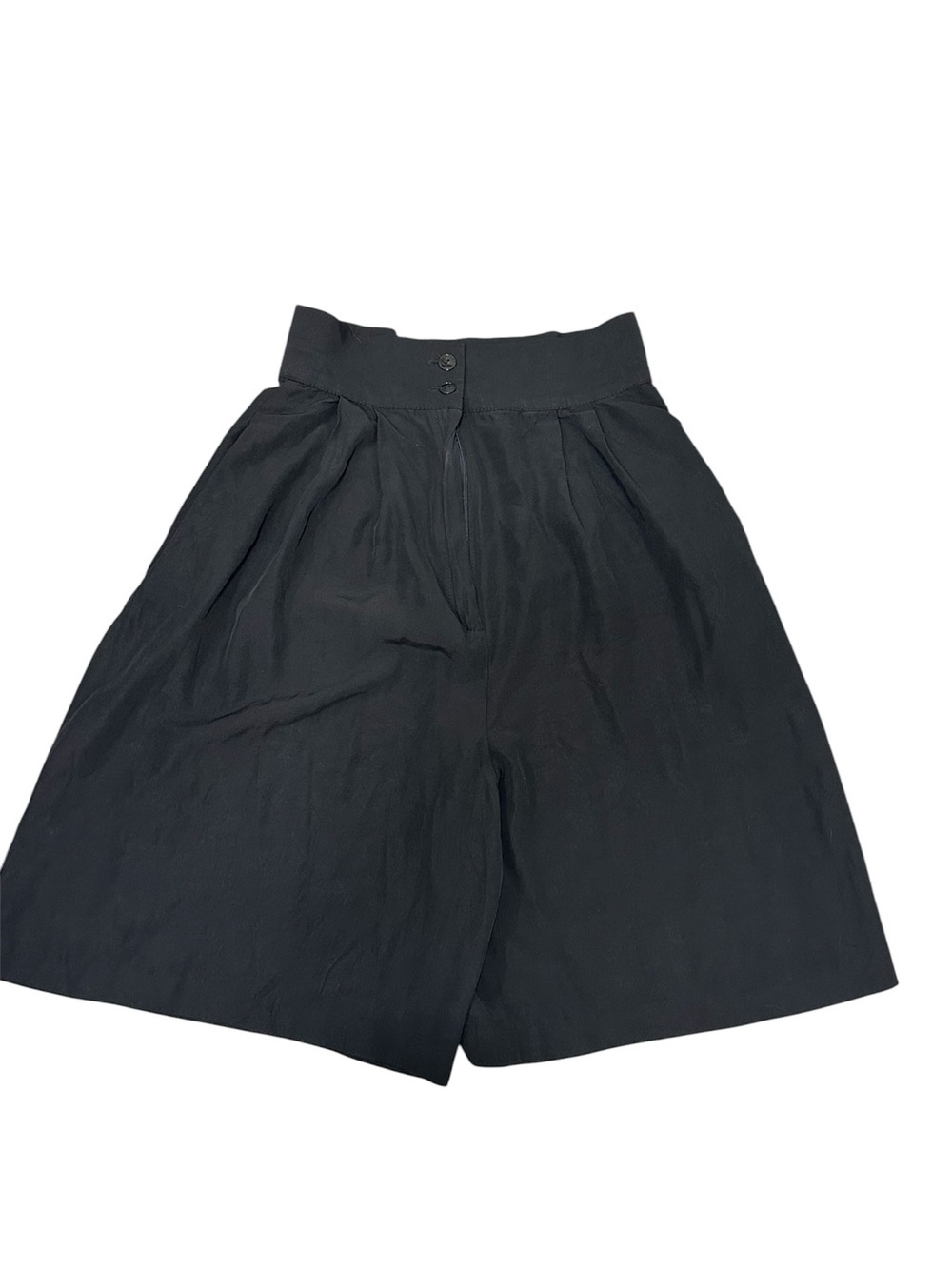Vintage Black High Rise Culottes Gaucho Wide Leg Shorts Minimalist Sz XS